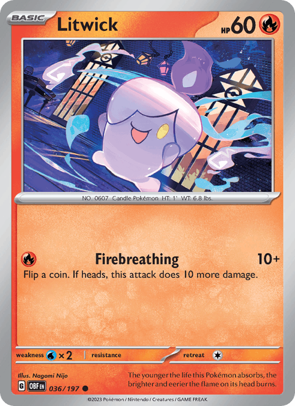 Litwick 36/197 Obsidian Flames English Pokémon card