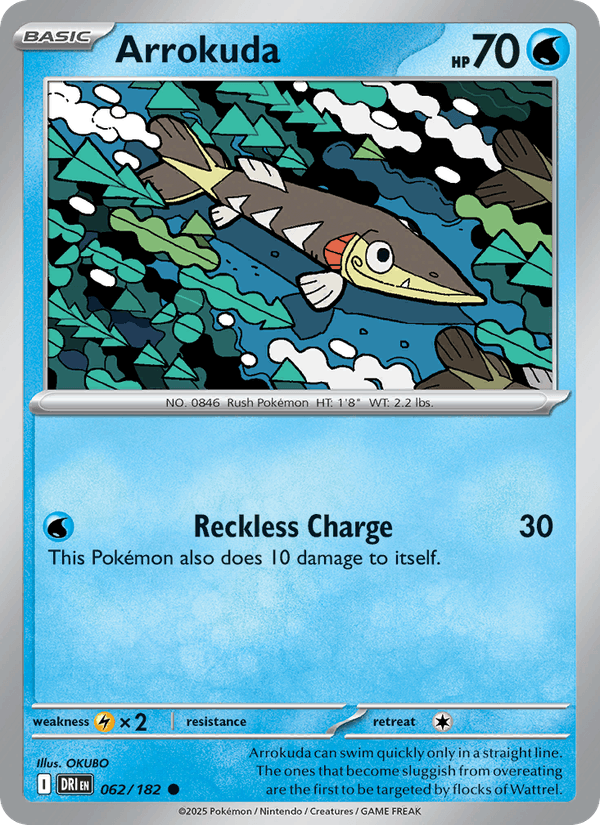 Arrokuda 62/182 Destined Rivals English Pokémon card