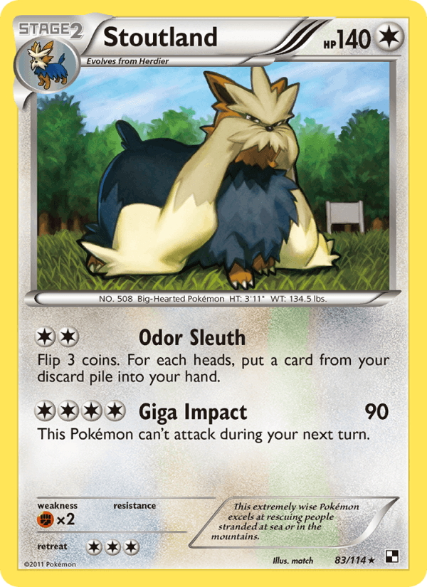 Stoutland 83/114 Black & White English Pokémon card