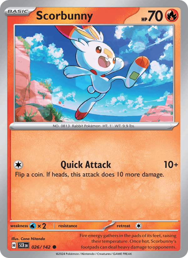 Scorbunny 26/142 Stellar Crown English Pokémon card