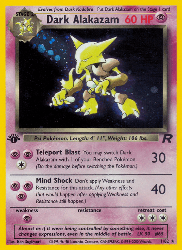 Dark Alakazam 1/82 Team Rocket English Pokémon card