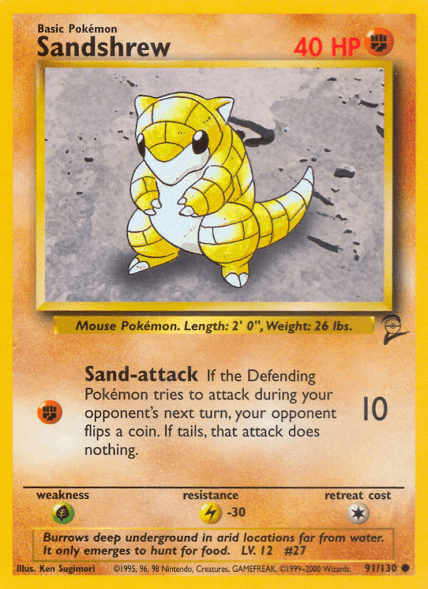 Sandshrew 91/130 Base Set 2 English Pokémon card