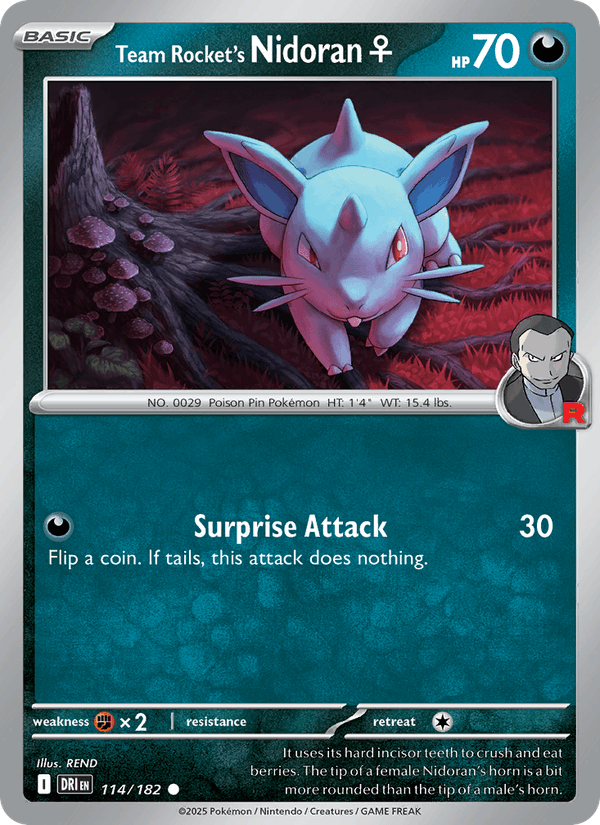 Team Rocket's Nidoran♀ 114/182 Destined Rivals English Pokémon card