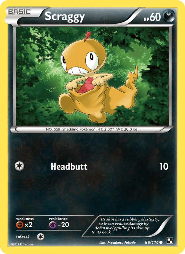 Scraggy 68/114 Black & White English Pokémon card
