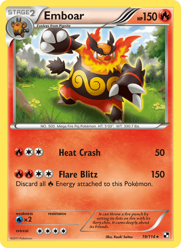 Emboar 19/114 Black & White English Pokémon card
