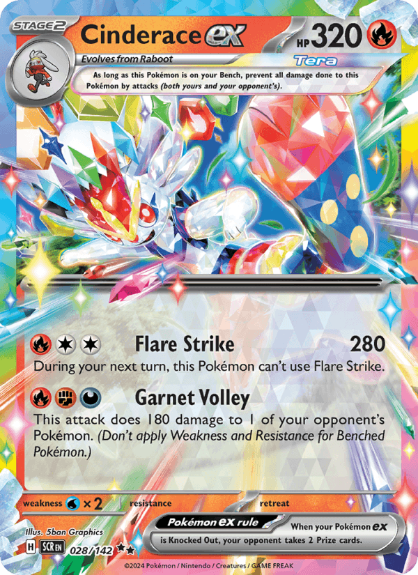 Cinderace ex 28/142 Stellar Crown English Pokémon card