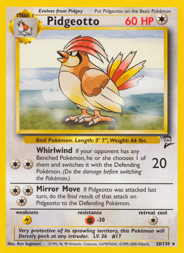 Pidgeotto 28/130 Base Set 2 English Pokémon card