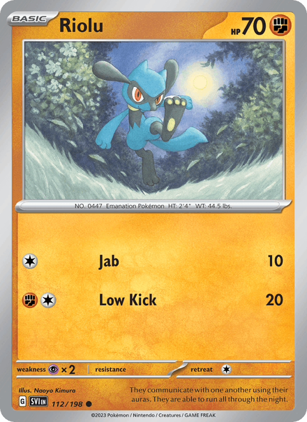 Riolu 112/198 Scarlet & Violet English Pokémon card