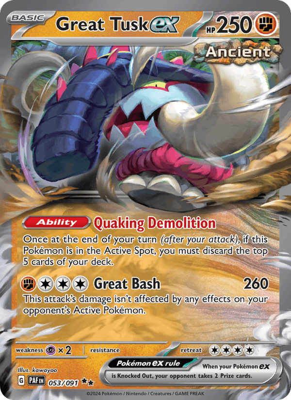 Great Tusk ex 53/91 Paldean Fates English Pokémon card