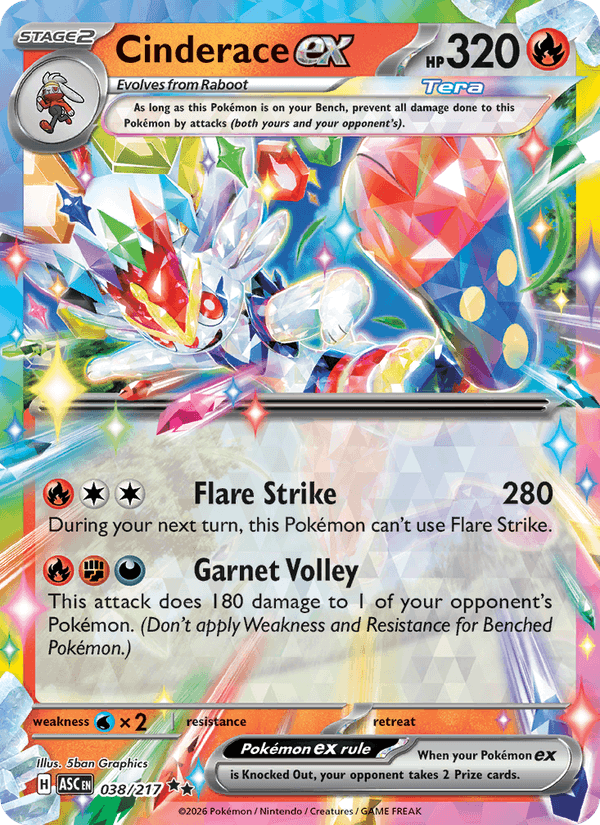 Cinderace ex 38/217 Ascended Heroes English Pokémon card