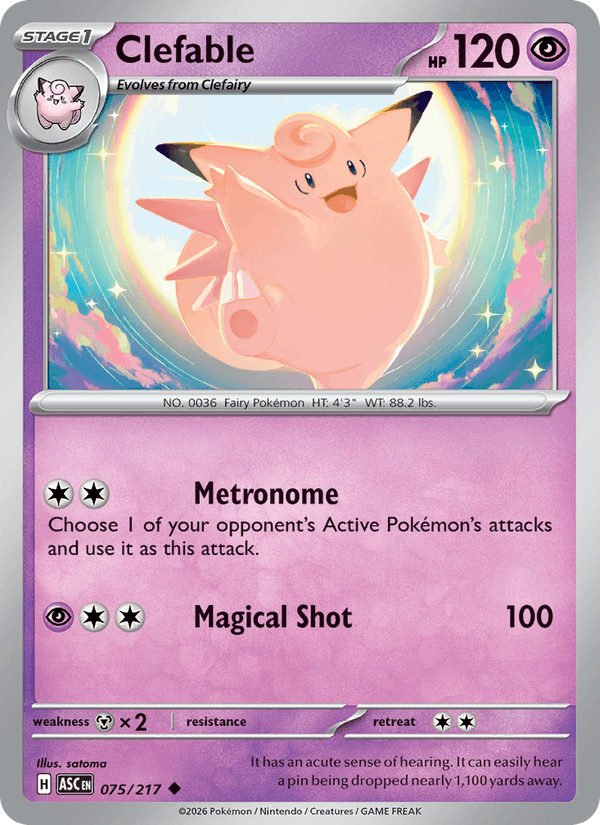 Clefable 75/217 Ascended Heroes English Pokémon card