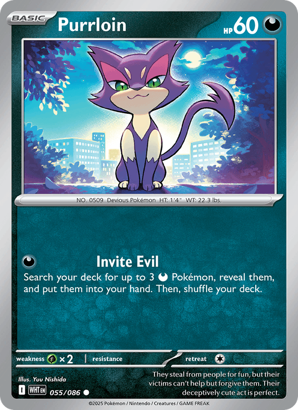 Purrloin 55/86 White Flare English Pokémon card