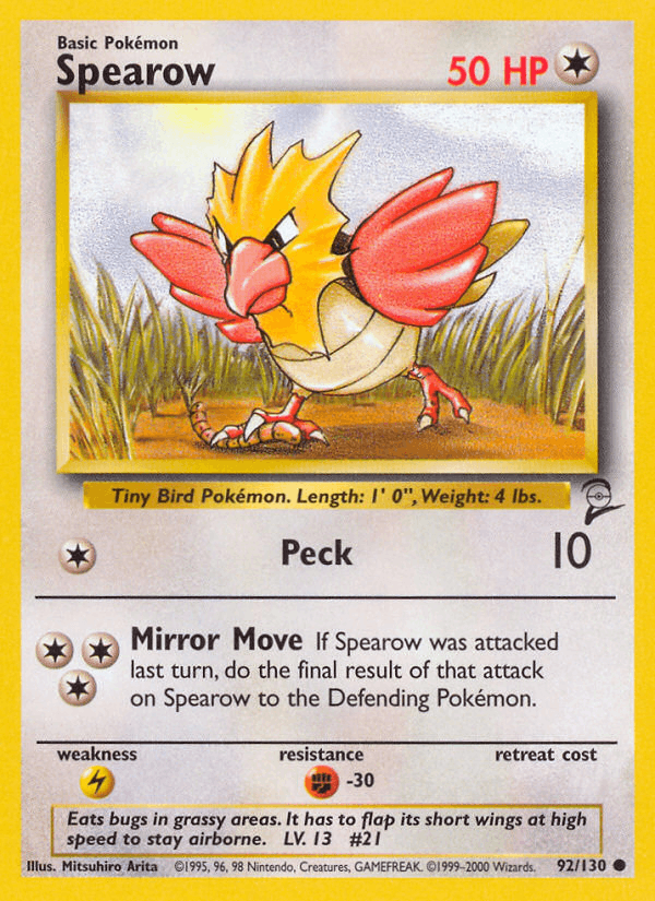 Spearow 92/130 Base Set 2 English Pokémon card