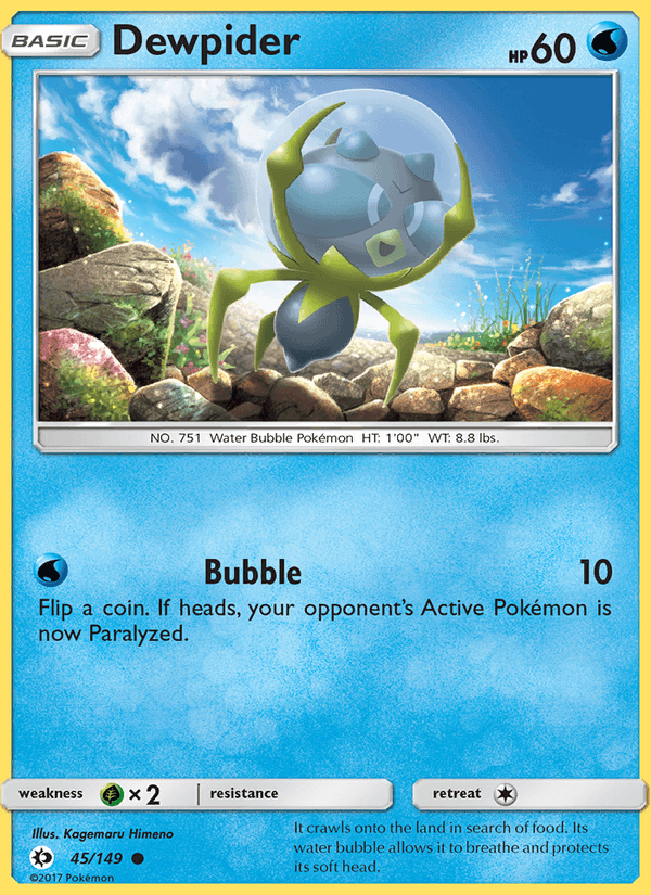 Dewpider 45/149 Sun & Moon Base Set English Pokémon card
