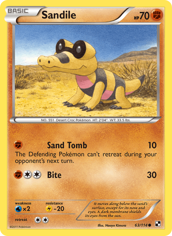 Sandile 63/114 Black & White English Pokémon card