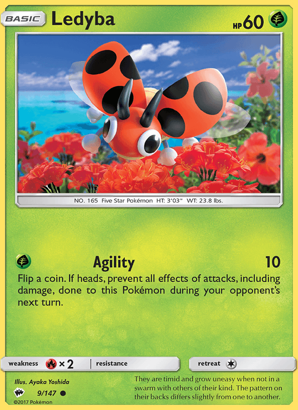 Ledyba 9/147 Burning Shadows English Pokémon card