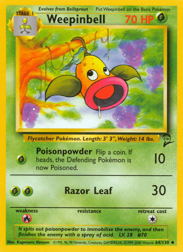 Weepinbell 64/130 Base Set 2 English Pokémon card