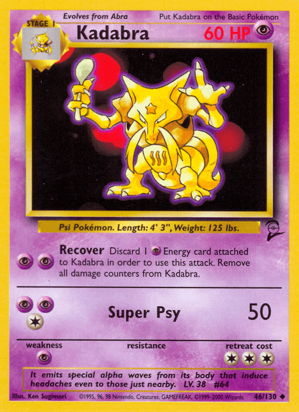 Kadabra 46/130 Base Set 2 English Pokémon card