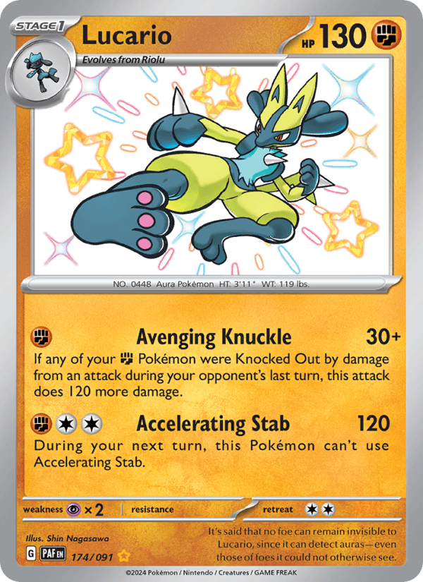Lucario 174/91 Paldean Fates English Pokémon card