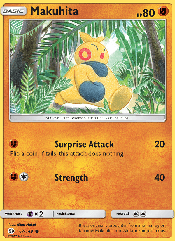 Makuhita 67/149 Sun & Moon Base Set English Pokémon card
