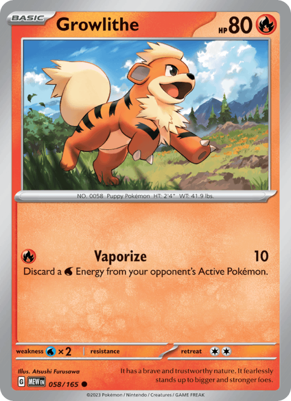 Growlithe 58/165 151 English Pokémon card