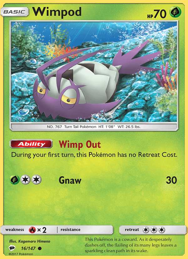 Wimpod 16/147 Burning Shadows English Pokémon card