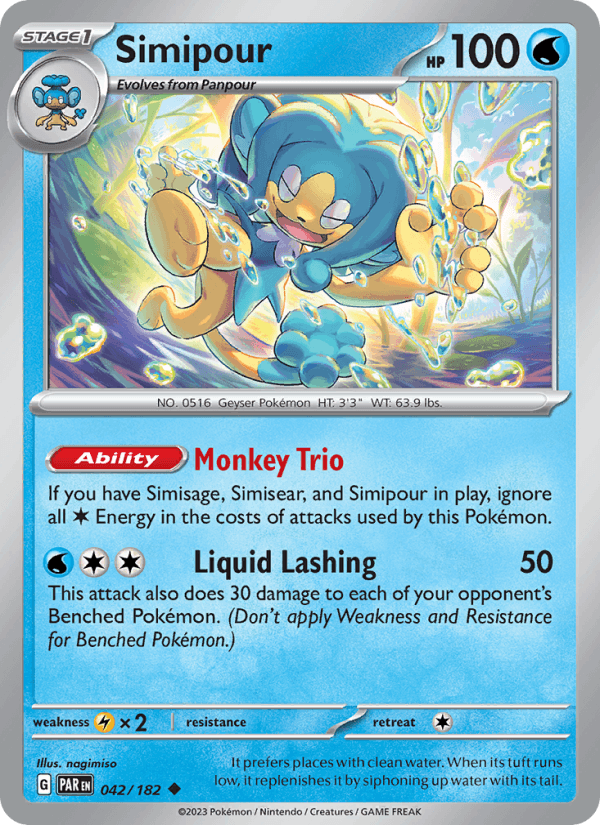 Simipour 42/182 Paradox Rift English Pokémon card