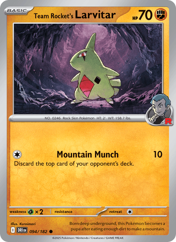 Team Rocket's Larvitar 94/182 Destined Rivals English Pokémon card