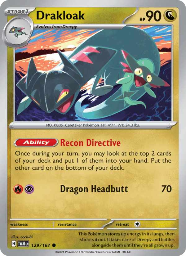 Drakloak 129/167 Twilight Masquerade English Pokémon card