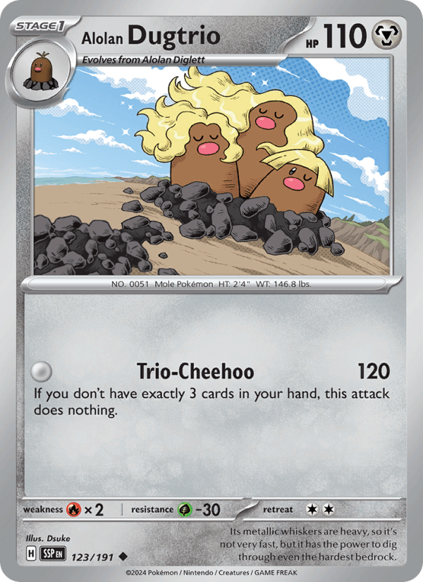 Alolan Dugtrio 123/191 Surging Sparks English Pokémon card
