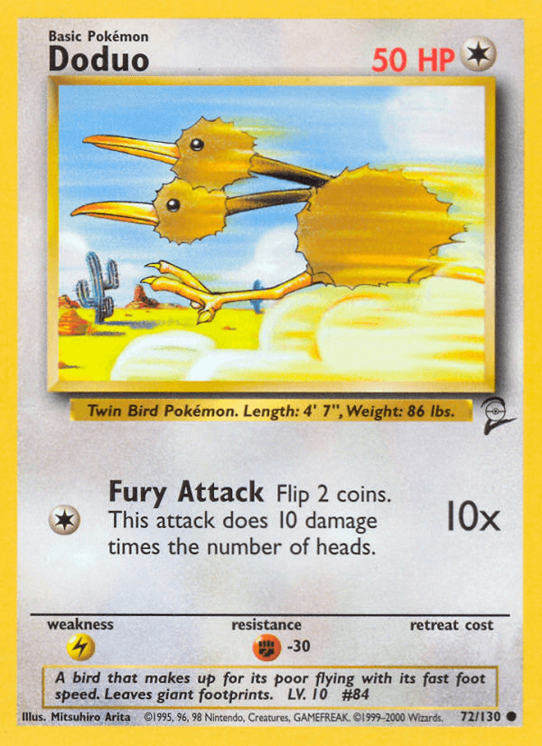 Doduo 72/130 Base Set 2 English Pokémon card