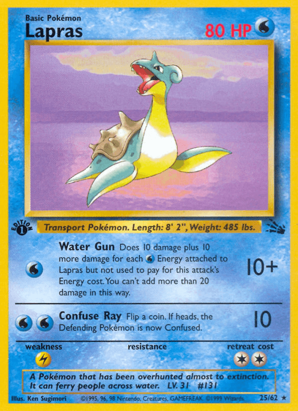Lapras 25/62 Fossil English Pokémon card