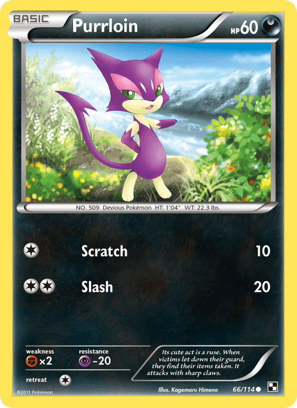 Purrloin 66/114 Black & White English Pokémon card