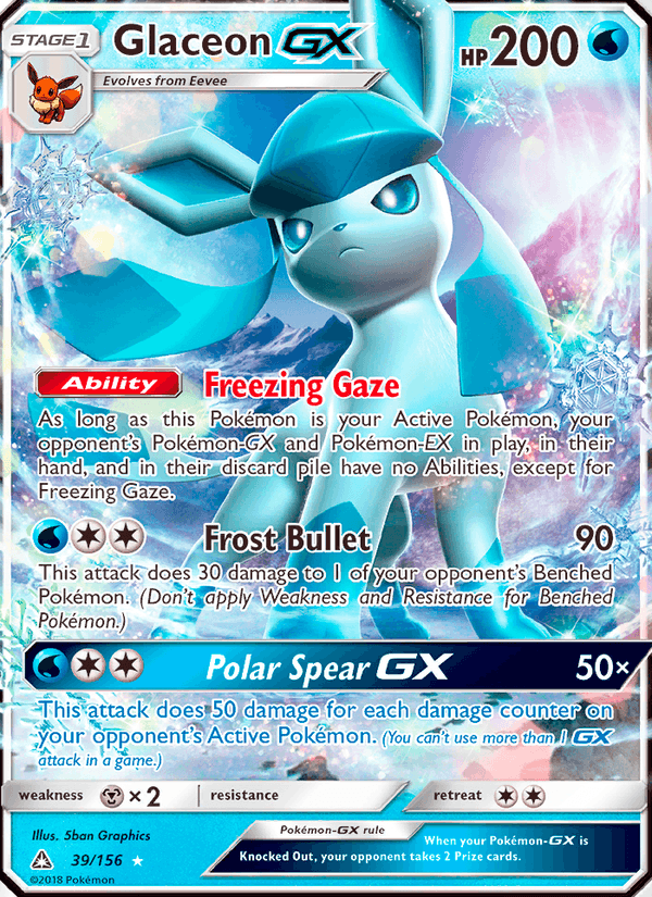 Glaceon GX 39/156 Ultra Prism English Pokémon card