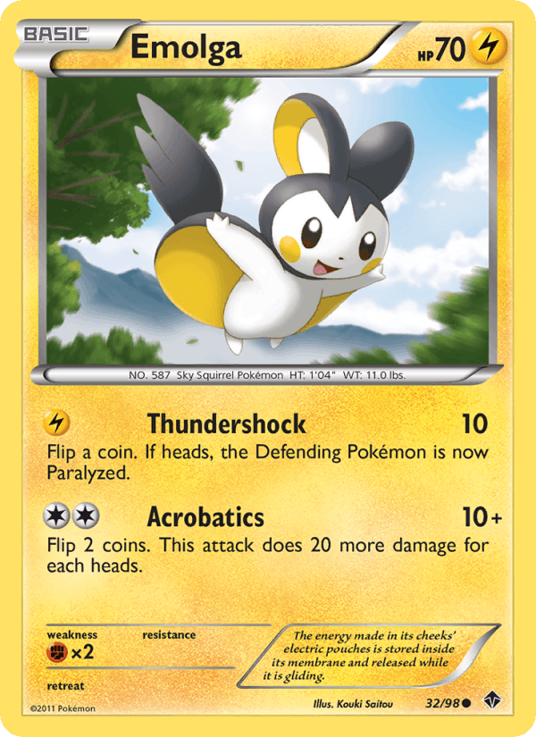 Emolga 32/98 Emerging Powers English Pokémon card
