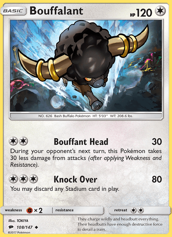 Bouffalant 108/147 Burning Shadows English Pokémon card