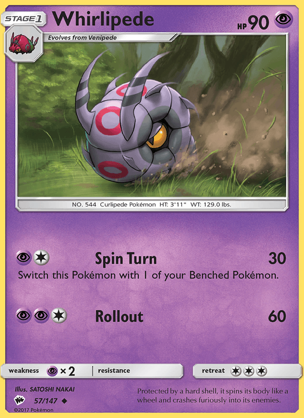 Whirlipede 57/147 Burning Shadows English Pokémon card