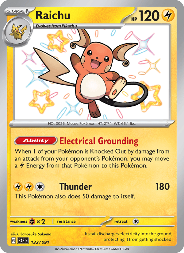 Raichu 132/91 Paldean Fates English Pokémon card