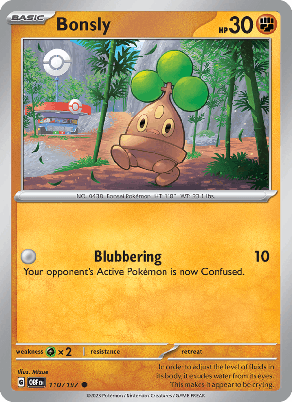 Bonsly 110/197 Obsidian Flames English Pokémon card