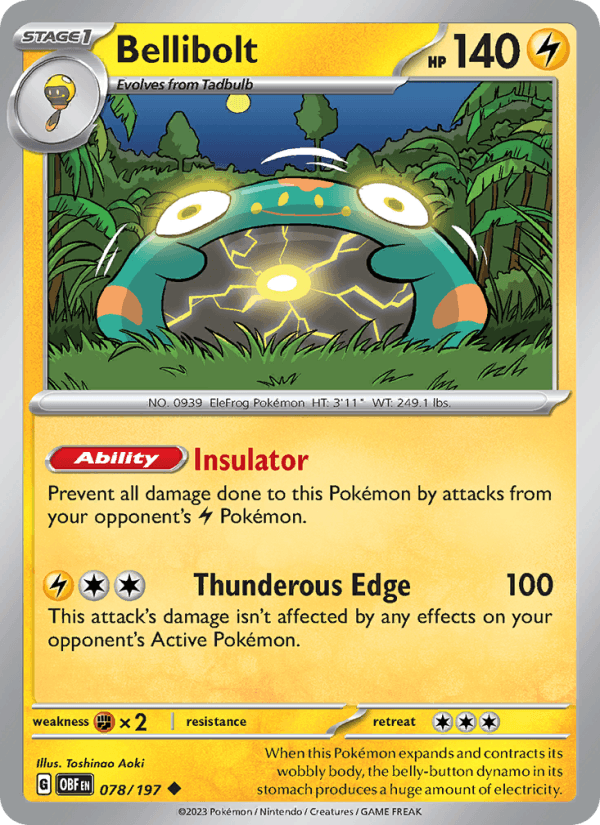 Bellibolt 78/197 Obsidian Flames English Pokémon card