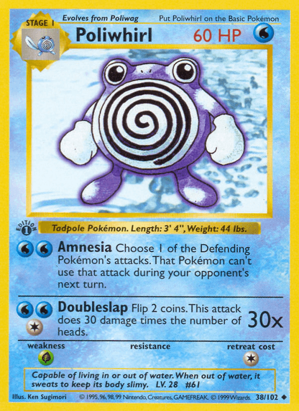 Poliwhirl 38/102 Base Set English Pokémon card