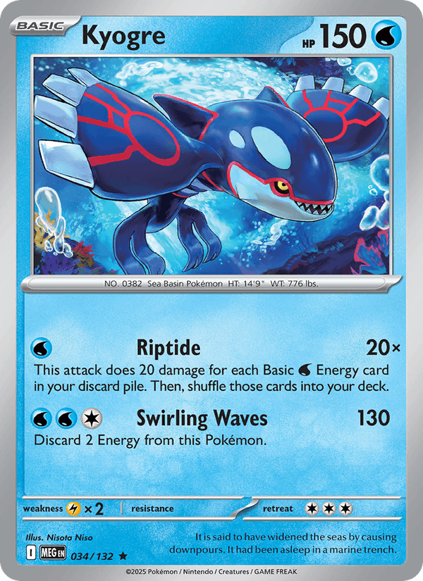 Kyogre 34/132 Mega Evolution English Pokémon card