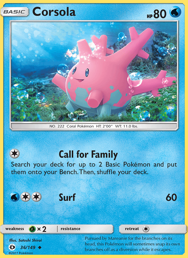 Corsola 36/149 Sun & Moon Base Set English Pokémon card