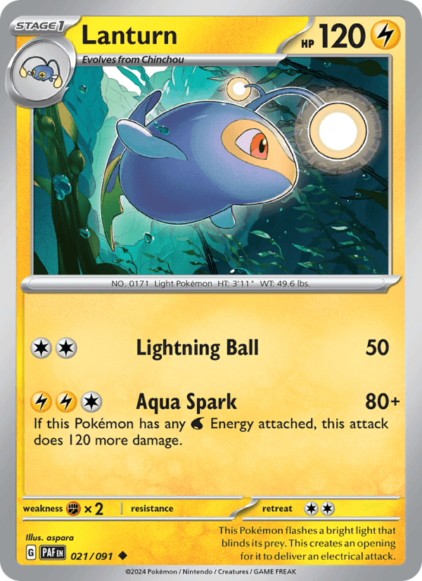 Lanturn 21/91 Paldean Fates English Pokémon card