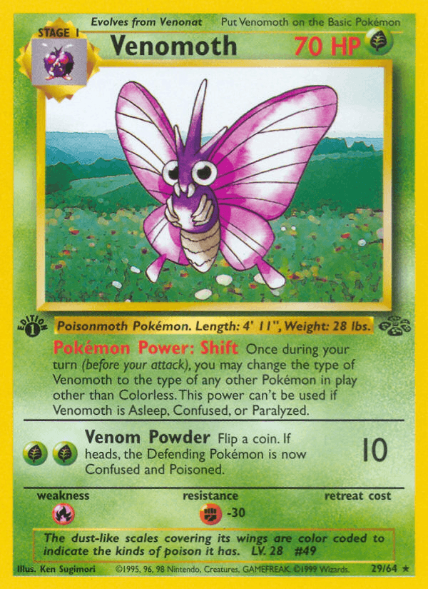 Venomoth 29/64 Jungle English Pokémon card