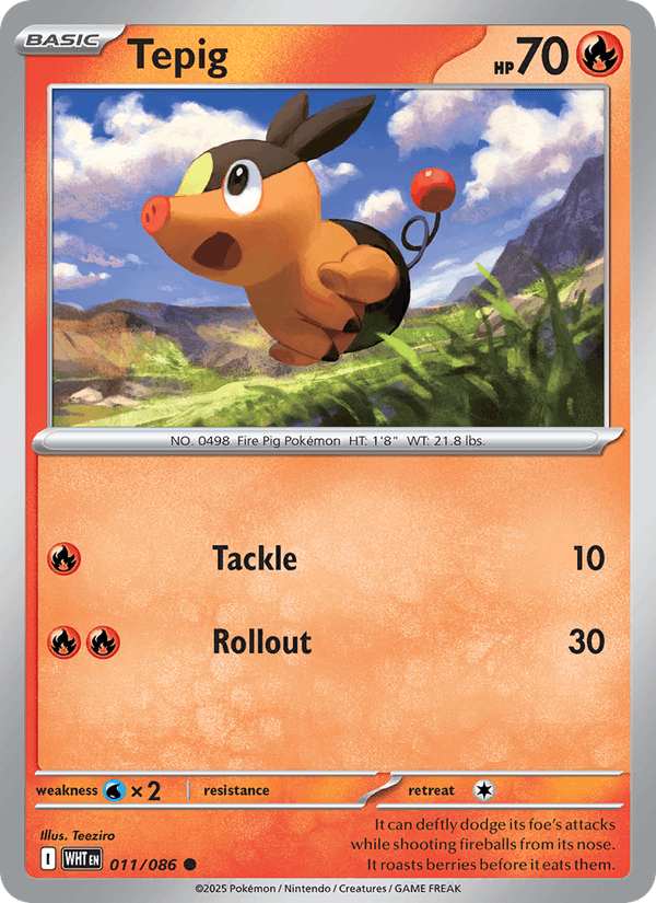 Tepig 11/86 White Flare English Pokémon card