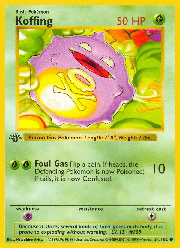 Koffing 51/102 Base Set English Pokémon card