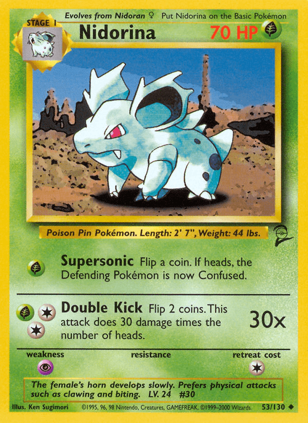 Nidorina 53/130 Base Set 2 English Pokémon card
