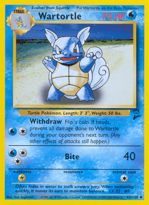 Wartortle 63/130 Base Set 2 English Pokémon card