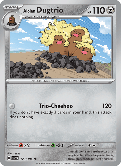Alolan Dugtrio 123/191 Surging Sparks English Pokémon card